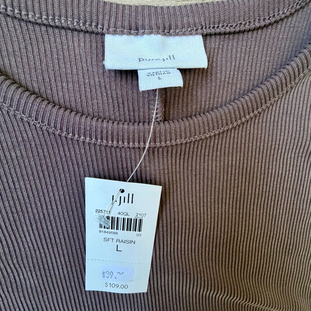 j.jill Maxi Neutral Minimalist Long Tank Dress Beachy Feminine Ribbed NEW - Picture 5 of 5